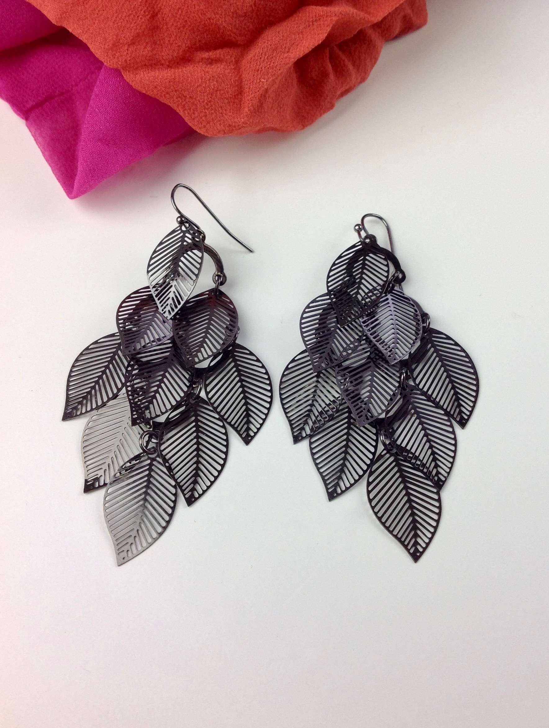 GRAPHITE CLUSTER LEAF EARRINGS GO HOME... Unusual Decor and Gifts