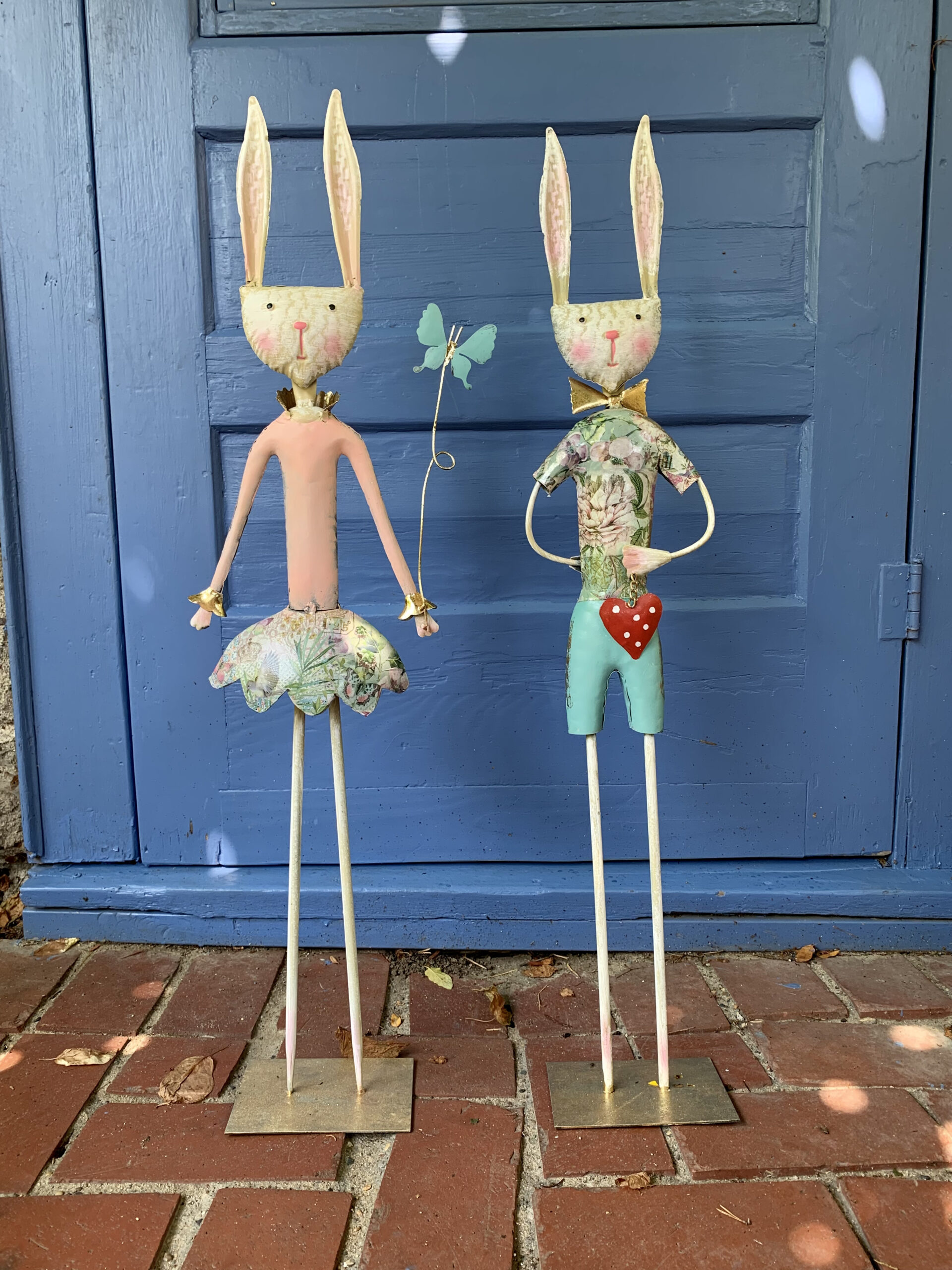 Pair of Tall Metal Rabbits - GO HOME... Unusual Decor and Gifts