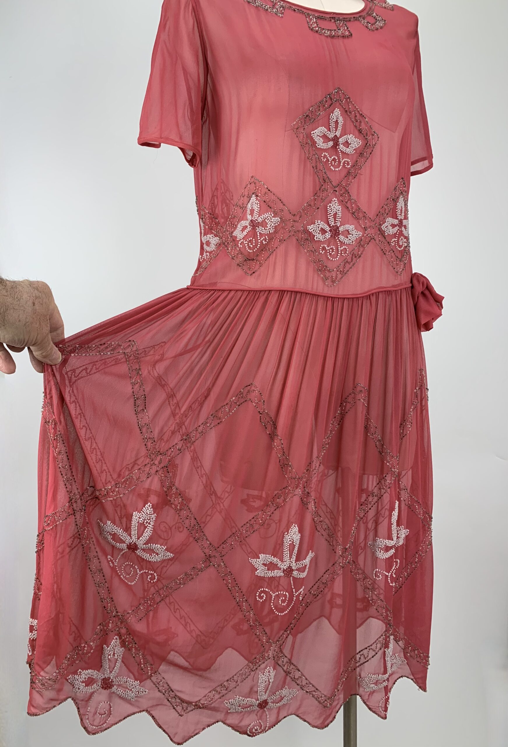 beaded silk chiffon dress Beaded Silk Chiffon Dress main image 1