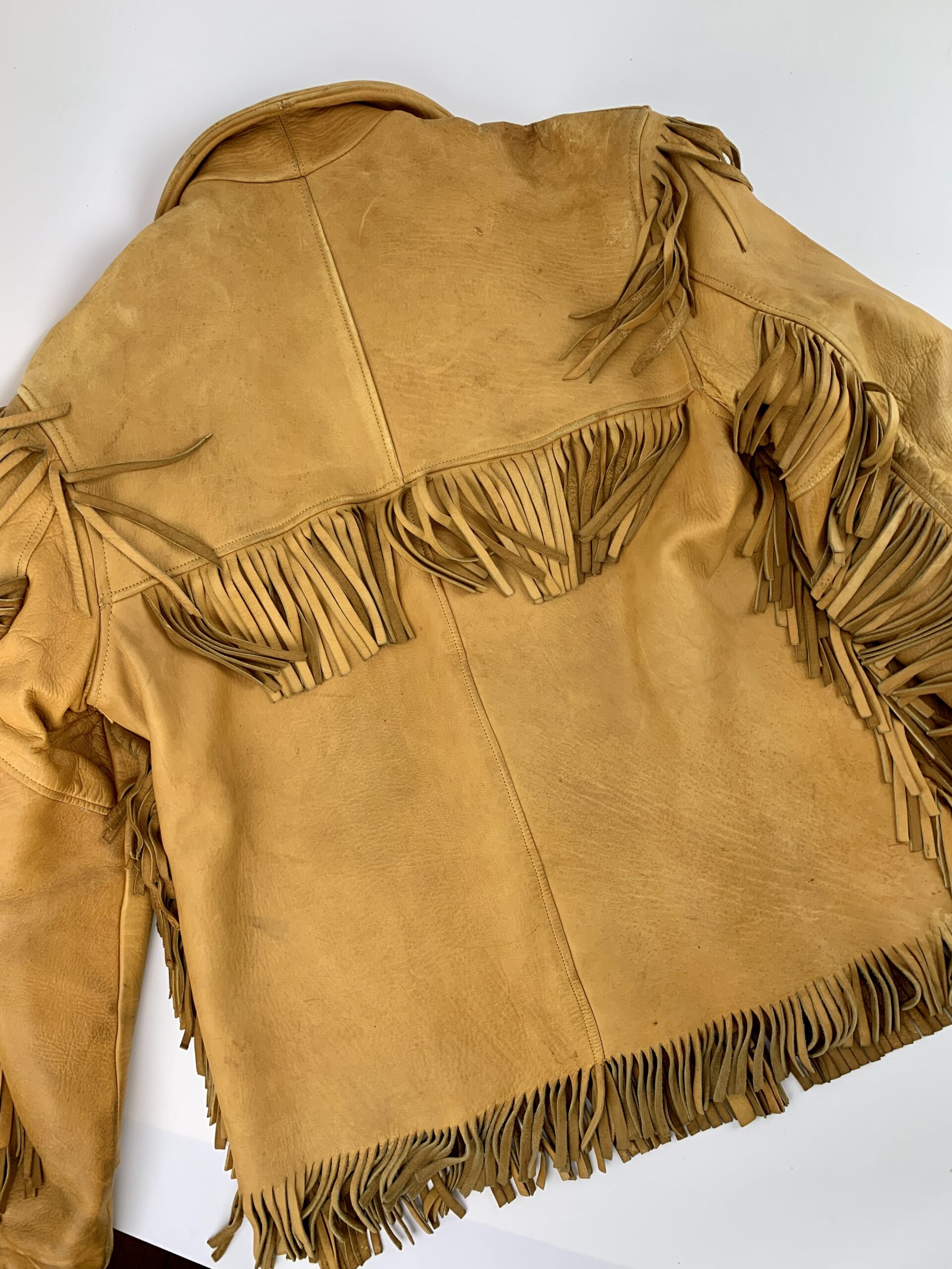 1940's Buckskin Western Fringe Jacket, Satin Lined - Go Home