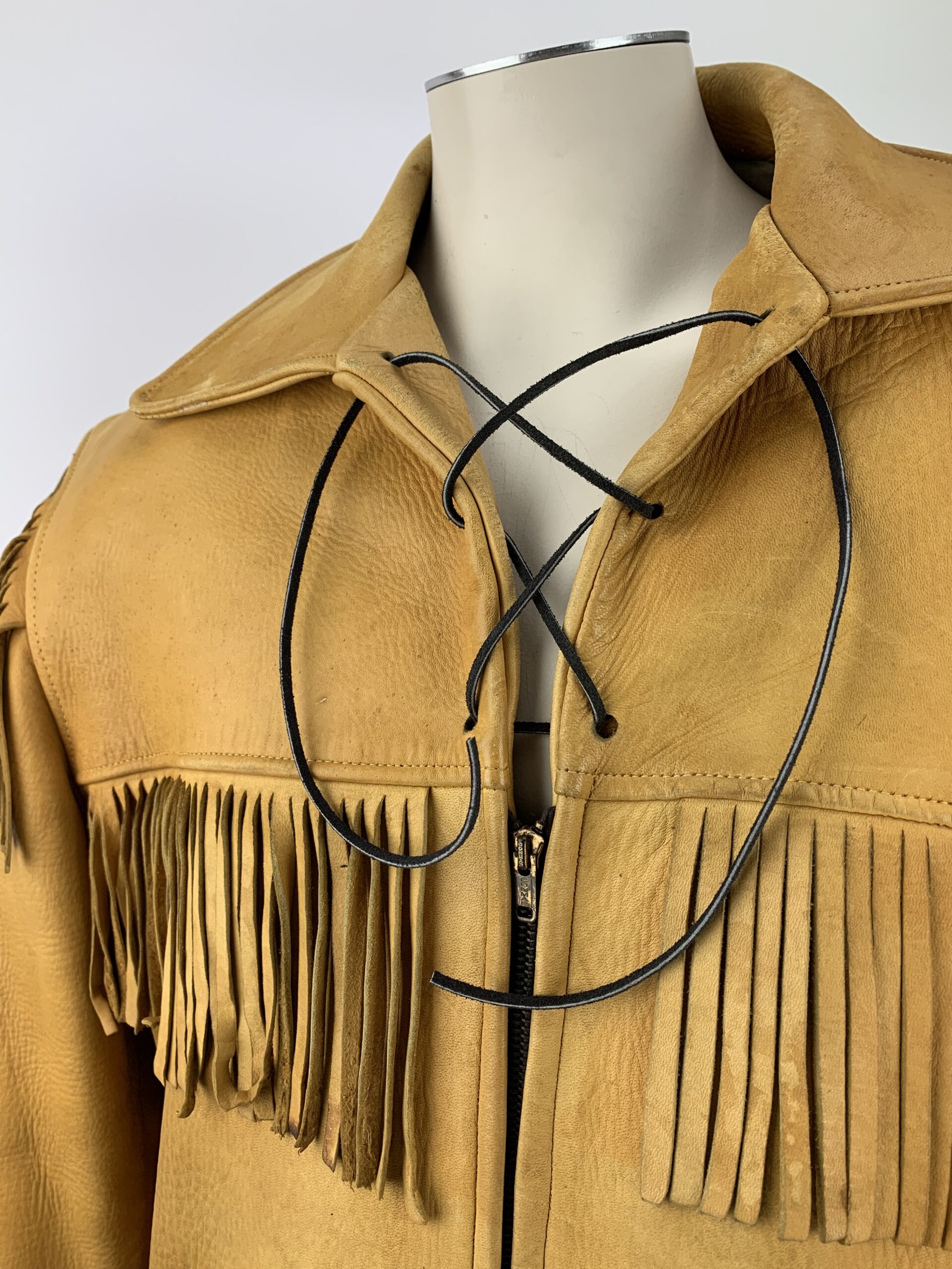 1940's Buckskin Western Fringe Jacket, Satin Lined - Go Home