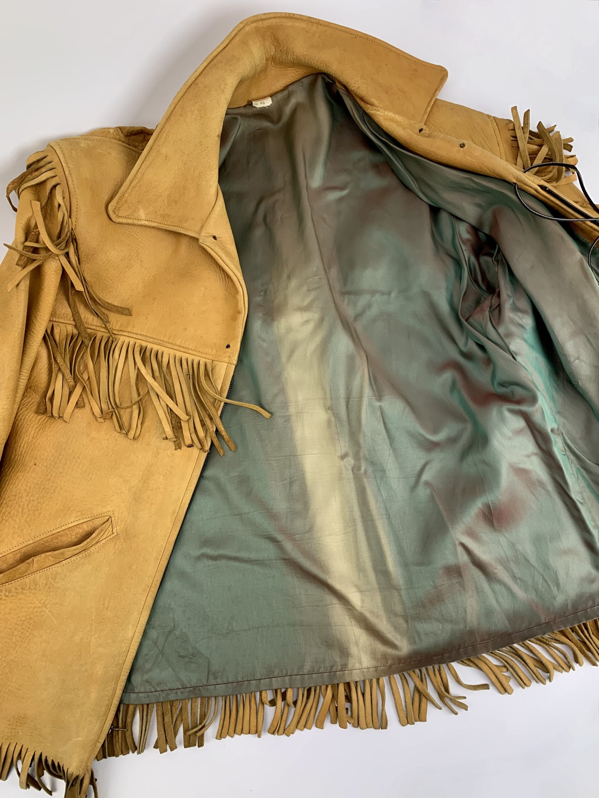 1940's Buckskin Western Fringe Jacket, Satin Lined - Go Home